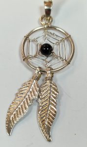 Colgante Atrapasueños con esfera de Onix, en plata 925