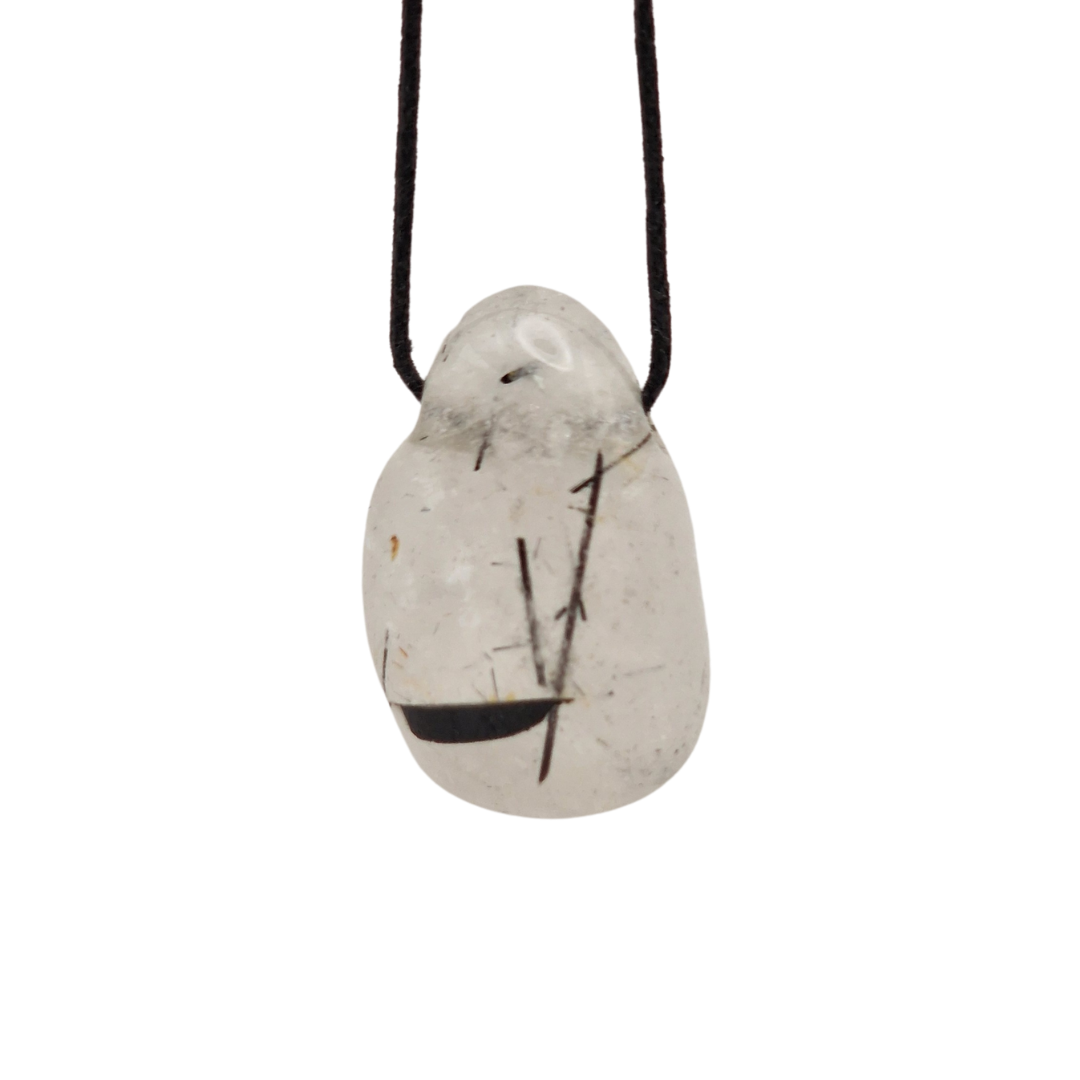 Colgante Mineral de Cuarzo Turmalinado