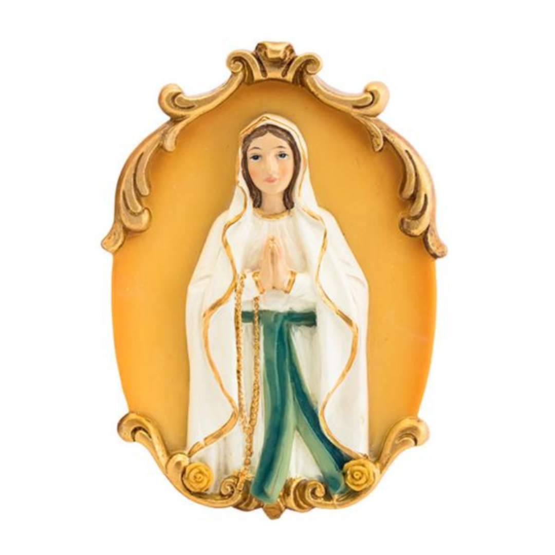 Virgen de Lourdes - placa para colgar 12 cm