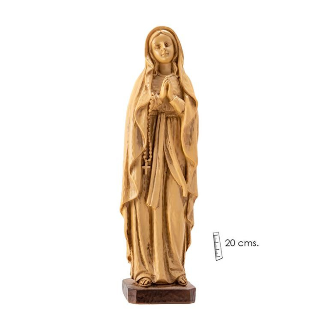 VIRGEN LOURDES MADERA CLARA 20cm