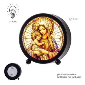 Virgen con niño y luz - 11 cm